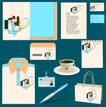 Template with  tennis racket Stock Illustration