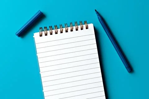 Template for text and design. empty white notepad and one marker Stock-Fotos