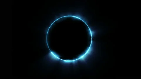 Template for text : Blue neon glowing glare circle with rays Stock Footage 112366641