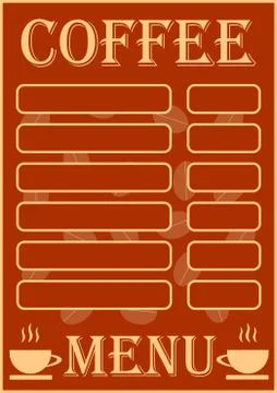 Template for text for coffee shop cafe menu. Stock Illustration