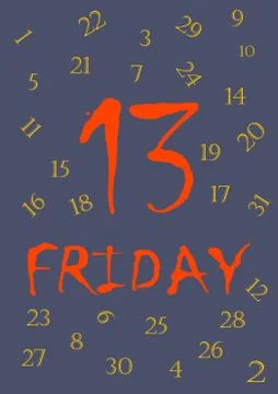 Template for the text for the date Friday 13 Stock Illustration