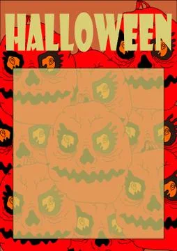 Template for text vector image of a pumpkin for Halloween. Stock Illustration