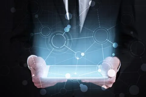 Template for text, Virtual screen Background with icons. Business concept. Stock Illustration