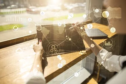 Template for text, Virtual screen Background. Business technology concept. Stock Photos