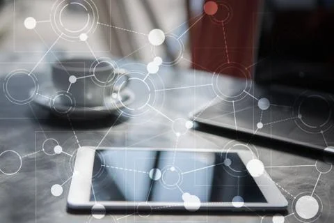 Template for text, Virtual screen Background with icons. Business, internet Stock Photos