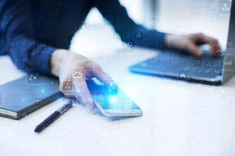 Template for text, Virtual screen Background. Business, internet technology and 库存照片