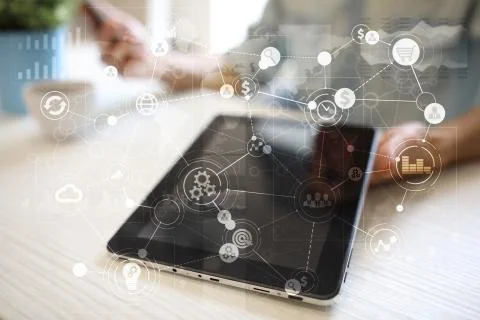 Template for text, Virtual screen Background with icons. Business, internet Фото