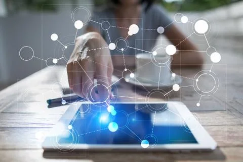 Template for text, Virtual screen Background with icons. Business, internet Stock Photos