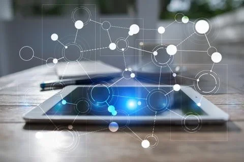 Template for text, Virtual screen Background with icons. Business, internet Stock-Fotos