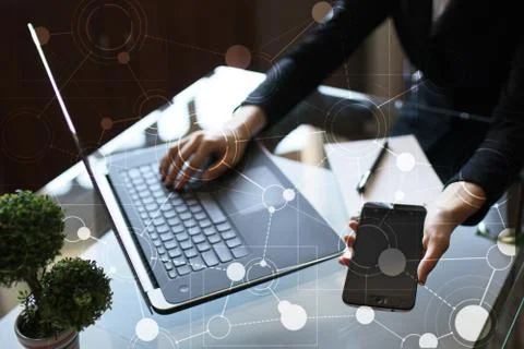 Template for text, Virtual screen Background with icons. Business, internet Stock-Fotos