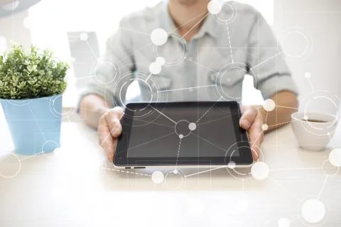 Template for text, Virtual screen Background with icons. Business, internet Stock Photos
