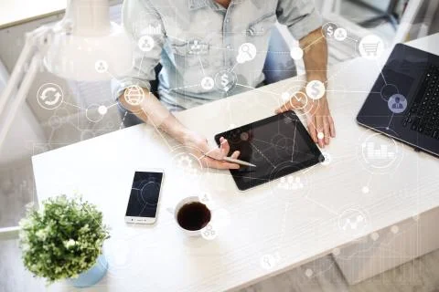 Template for text, Virtual screen Background with icons. Business, internet 写真素材