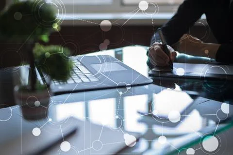 Template for text, Virtual screen Background with icons. Business, internet Stock-Fotos