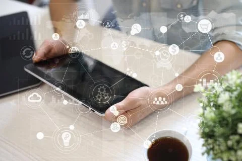 Template for text, Virtual screen Background with icons. Business, internet Stock-Fotos