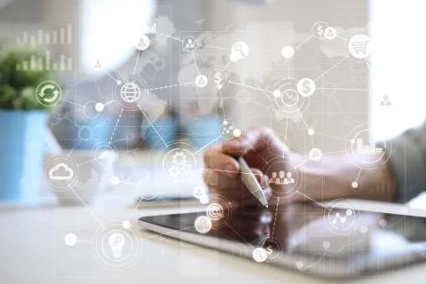 Template for text, Virtual screen Background with icons. Business, internet Fotos Stock