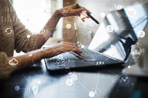 Template for text, Virtual screen Background with icons. Business, internet Stock-Fotos