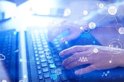 Template for text, Virtual screen Background with icons. Business, internet Stock-Fotos