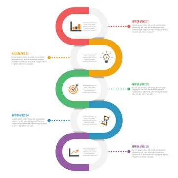 Template Timeline Infographic colored horizontal numbered for four position c Stock Illustration