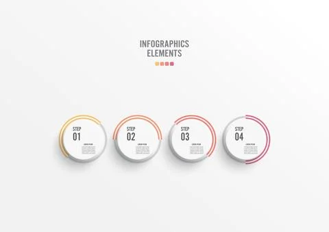 Template timeline infographic colored horizontal numbered for four position.. Stock Illustration