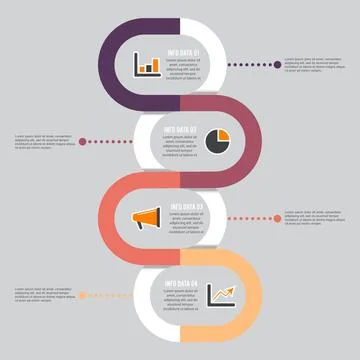 Template Timeline Infographic colored horizontal numbered for four position.. Stock Illustration