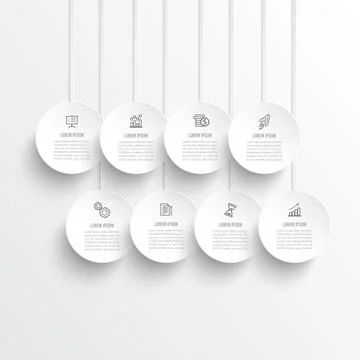 Template Timeline Infographic technology horizontal numbered for 8 position c Stock Illustration