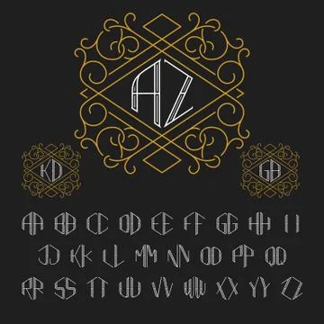 Template for two letters monogram in outline style. Stock Illustration