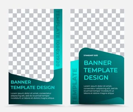 Template of two vertical vector turquoise banners Stock Illustration