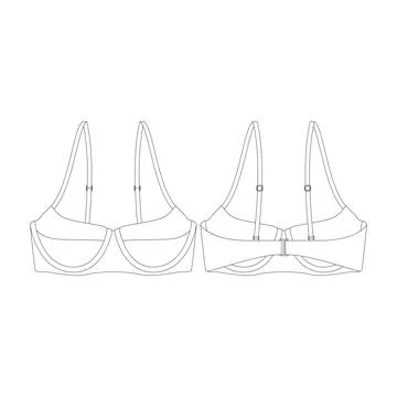 Template underwire bikini top vector illustration flat design outline cloth.. Stock Illustration