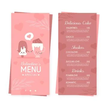 Template valentine's day flat menu Stock Illustration