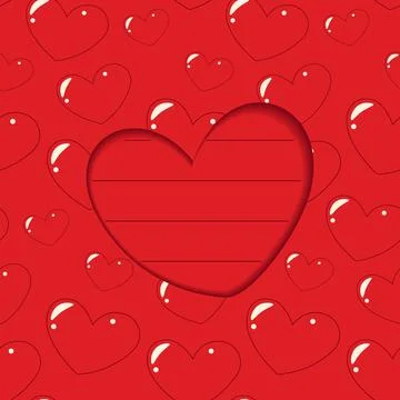 Template for Valentines greeting card. Vector design in paper cut style with Stock-Illustration