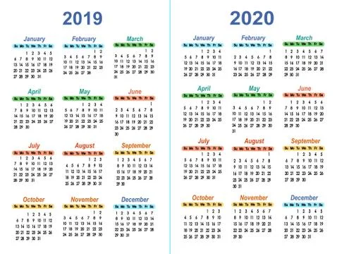 Template vector calendars 2019 - 2020 Stock Illustration