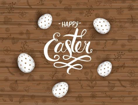 Template vector card with realistic decorated eggss. Stock Illustration