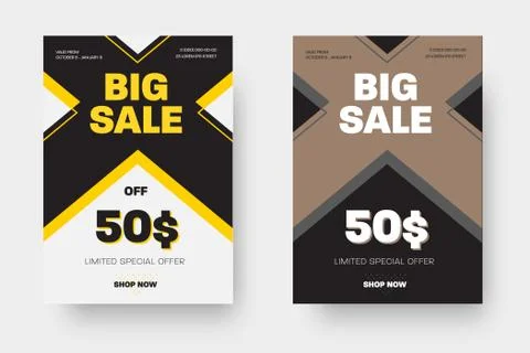 Template of vector white and black poster with a cross, limited special offer Stock Illustration