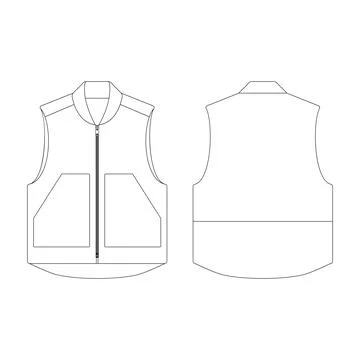 Template vest kangaroo pocket vector illustration flat design outline cloth.. Stock Illustration