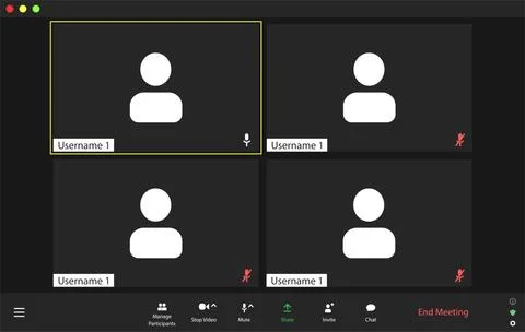 Template video conference user interface, video conference calls window overlay Illustrazione stock