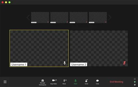 Template video conference user interface, video conference calls window overlay Illustrazione stock