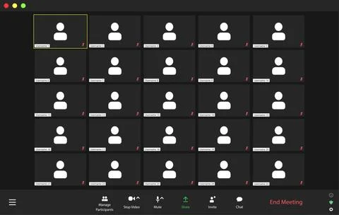 Template video conference user interface, video conference calls window overlay Stock Illustration