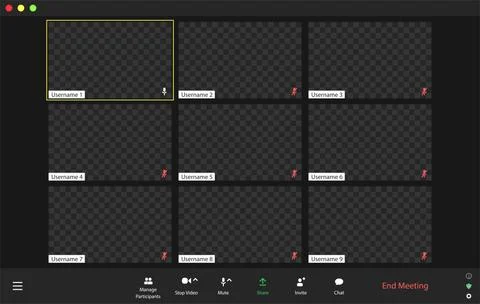 Template video conference user interface, video conference calls window overlay Stock Illustration
