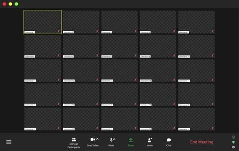 Template video conference user interface, video conference calls window overlay Stock Illustration