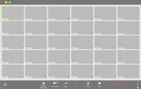 Template video conference user interface, video conference calls window overlay Stock Illustration