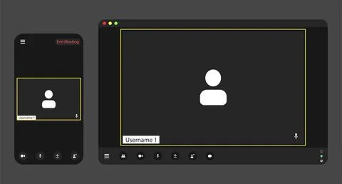 Template video conference user interface on realistic phone and tablet, video Stock Illustration