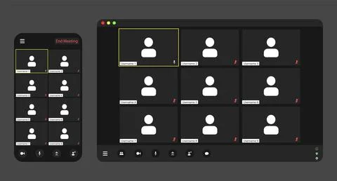Template video conference user interface, video conference calls window overlay Stock Illustration