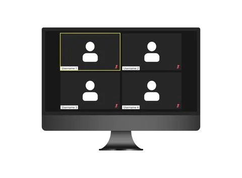 Template video conference user interface, video conference calls window overlay Ilustração Stock