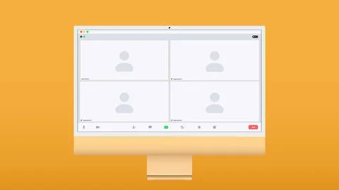 Template video conference user interface, video conference calls window overlay. Illustrazione stock
