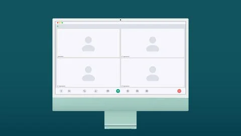 Template video conference user interface, video conference calls window overlay. Stock Illustration