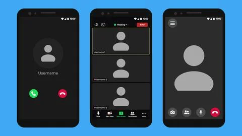 Template video conference user interface. User web video call window. User web Stock Illustration