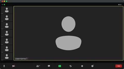 Template video conference user interface. Application for calls. Communication 库存插图