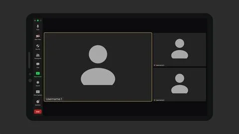 Template video conference user interface. Application for calls. Zoom Interface Illustrazione stock
