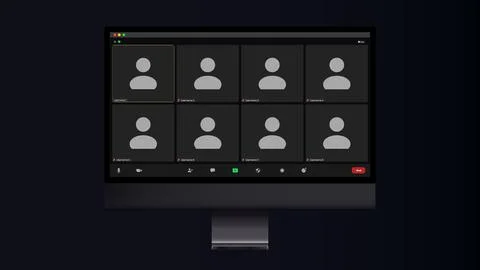 Template video conference user interface, video conference calls window overlay Illustrazione stock