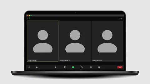 Template video conference user interface. Application for calls. Zoom Interface Illustrazione stock